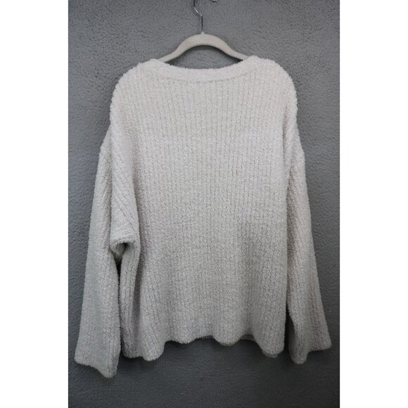 Barefoot Dreams Cozy Chic Ivory Plush Long Sleeve Sweater-3X-Soft - Picture 9 of 11
